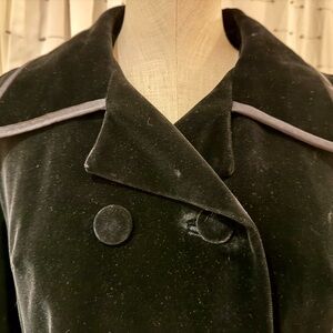 Vintage Surrey Classics Of Canada Black Velvet Double Breasted Coat Satin Trim